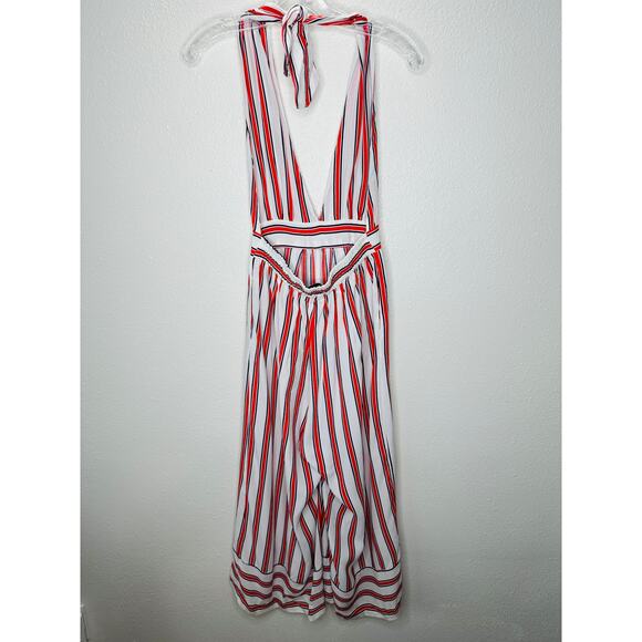 Urban Outfitters Raven White Red Blue Striped Halter Romper Jumpsuit S - Picture 6 of 15